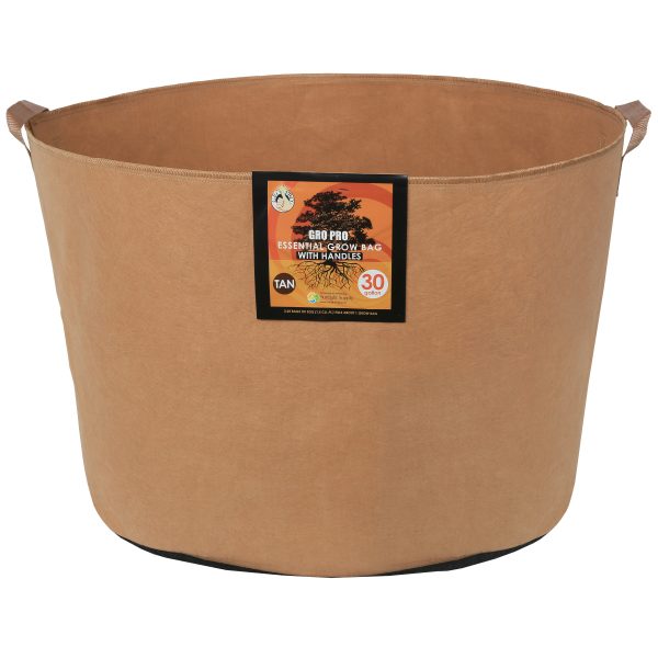 Gro Pro Essential Round Fabric Pot w/ Handles 30 Gallon - Tan (30/Cs)